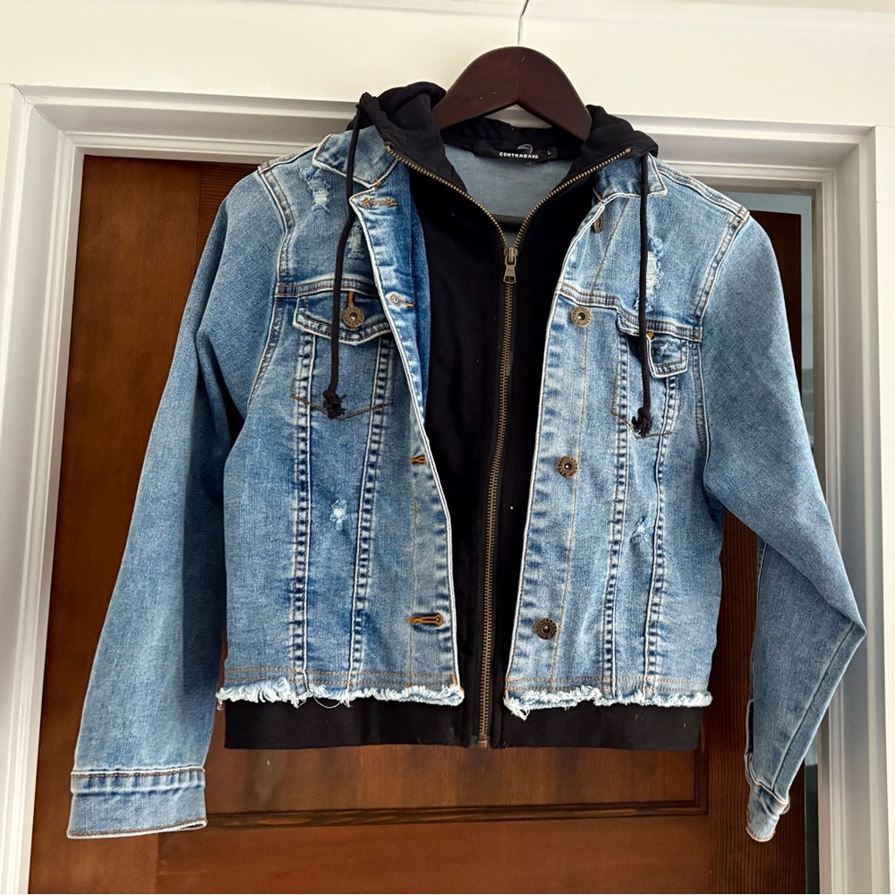 Contraband Denim Jacket with Black Hoodie
